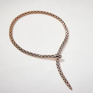 Bvlgari Serpenti Rose Gold Black Onyx Diamond Necklace