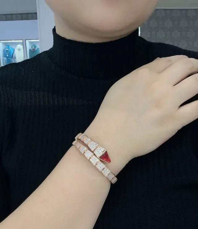 Bvlgari Serpenti Rose Gold Red Ruby and Diamond Coil Bracelet 3