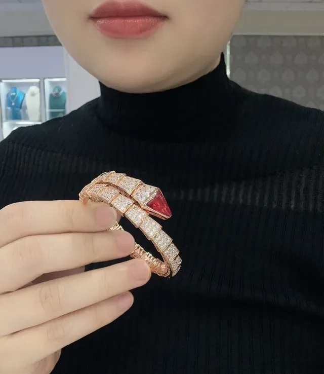 Bvlgari Serpenti Rose Gold Red Ruby and Diamond Coil Bracelet 6