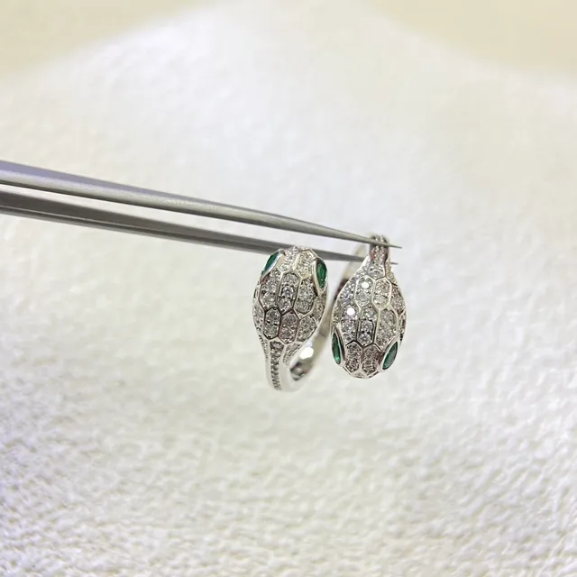 Bvlgari Serpenti فضة ذهب نقشة ثعبان متلفف ماسات مرصعة خاتم 3