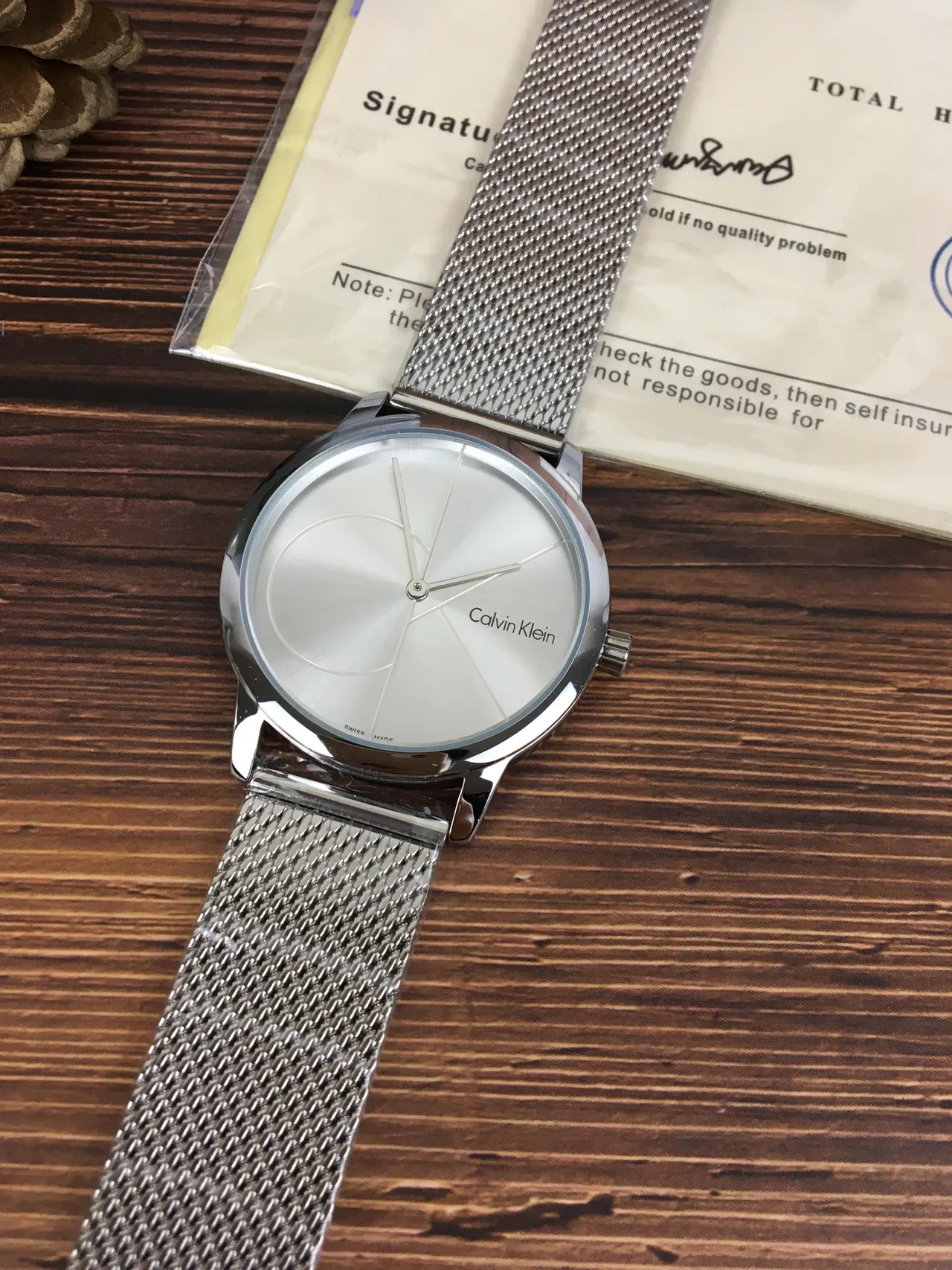 Calvin Klein Minimal Silver-Tone Mesh Bracelet Quartz Watch 8
