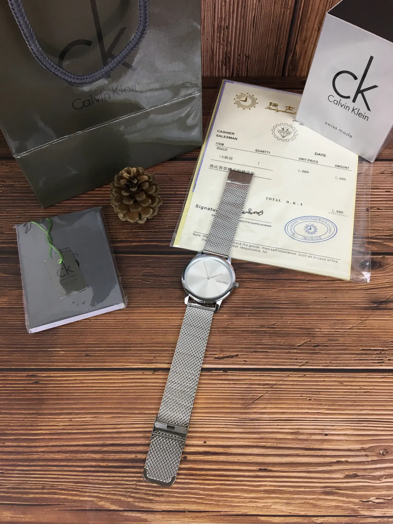 Calvin Klein Minimal Silver-Tone Mesh Bracelet Quartz Watch 9