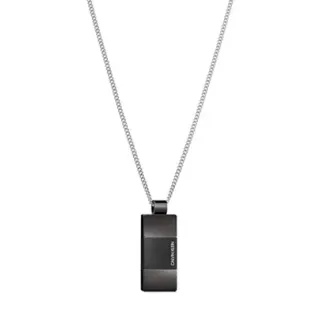 Calvin Klein Minimalist Black Rectangular Pendant Necklace