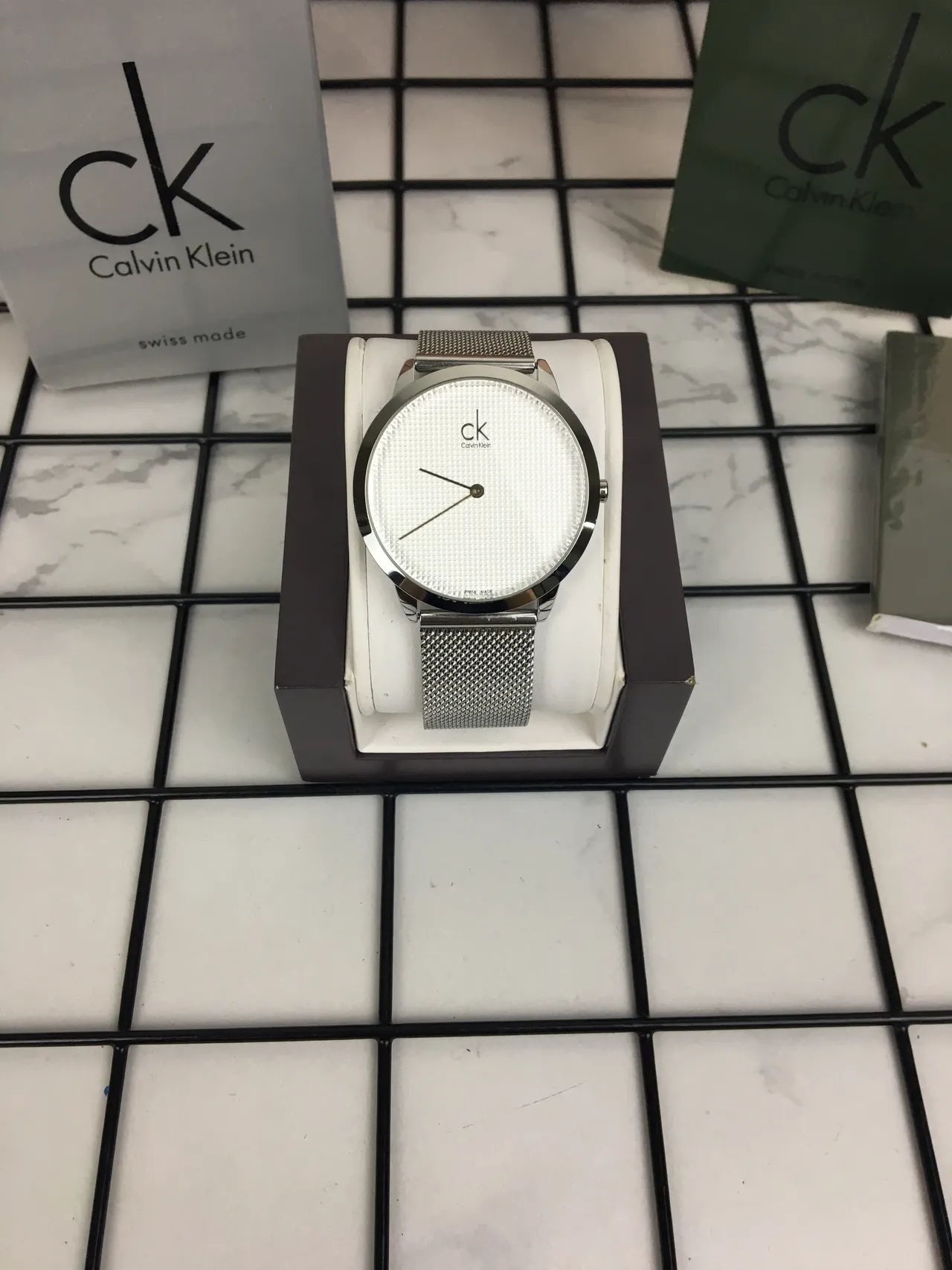 Calvin Klein Minimalist Silver-Tone Mesh Strap Quartz Watch 7