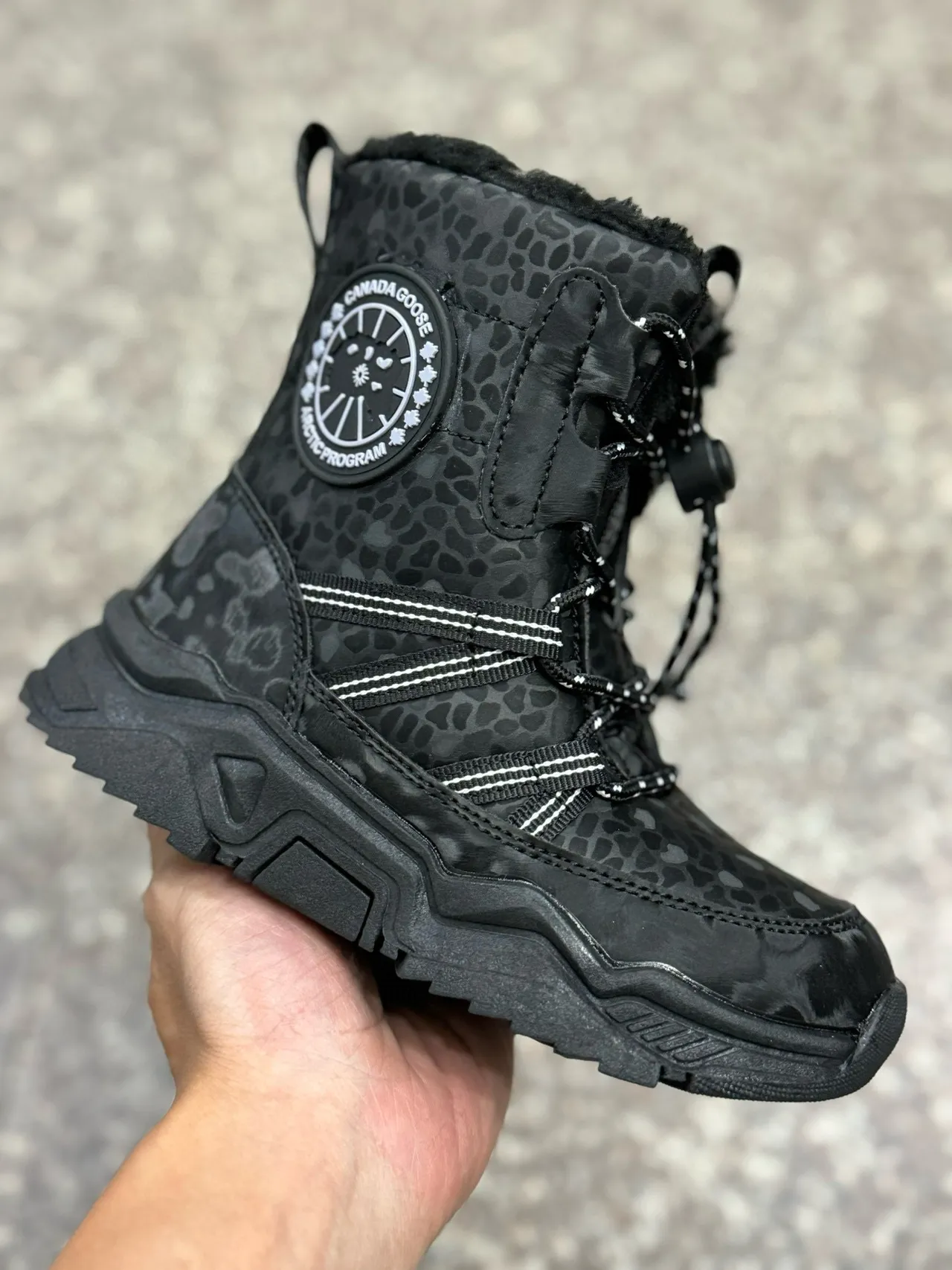 Canada Goose Arctic Program Estampado de Leopardo Botas de Nieve Negro para Niños 4