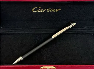 Cartier Preto Dourado Metal Polido Clipe Hardware Bolsa 8