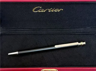 Cartier Preto Dourado Metal Polido Clipe Hardware Bolsa 9