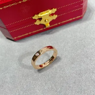 Cartier Gold Red Slim Band Engraved Branding Ring