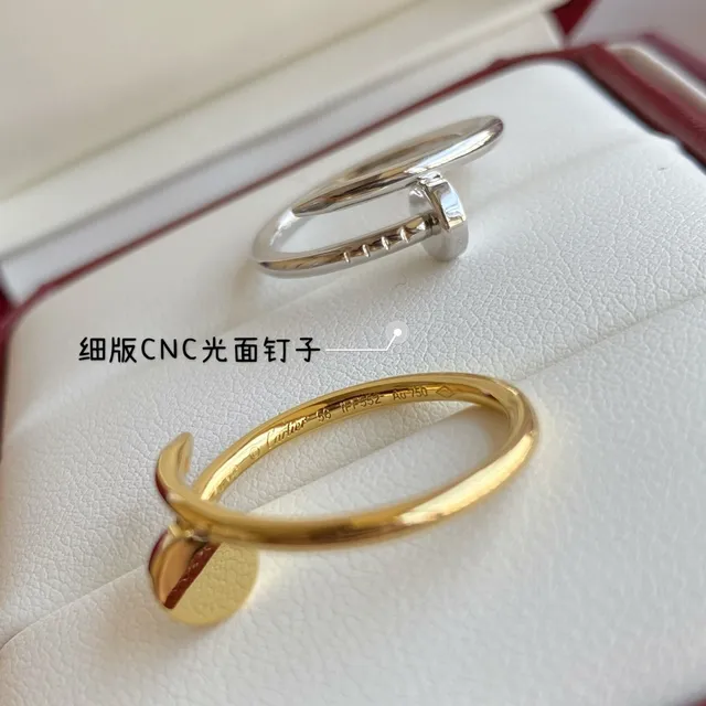 Cartier Juste un Clou ذهب فضي رفيع مفتوح مصقول نقش مسمار خاتم 2