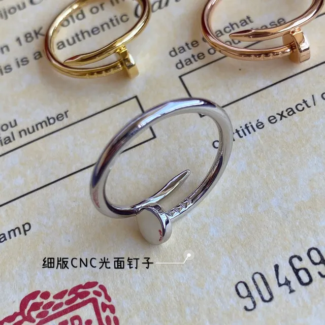 Cartier Juste un Clou ذهب فضي رفيع مفتوح مصقول نقش مسمار خاتم 3