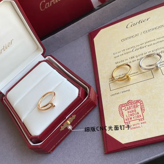 Cartier Juste un Clou ذهب فضي رفيع مفتوح مصقول نقش مسمار خاتم 4