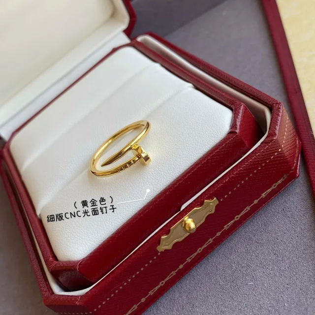 Cartier Juste un Clou ذهب فضي رفيع مفتوح مصقول نقش مسمار خاتم 6