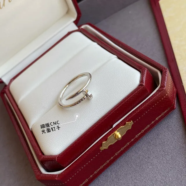 Cartier Juste un Clou ذهب فضي رفيع مفتوح مصقول نقش مسمار خاتم 7