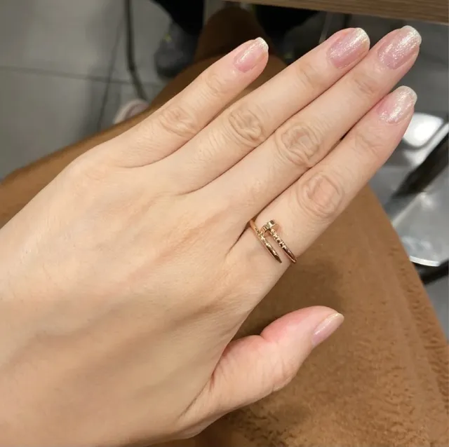 Cartier Juste un Clou ذهب فضي رفيع مفتوح مصقول نقش مسمار خاتم 8