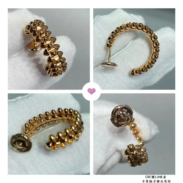 Cartier Juste un Clou Aureole Doré Blanc Étroit Pavé-Set Pierres Boucles d'oreilles 2