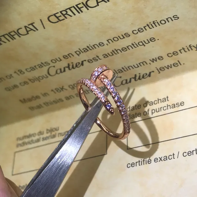 Cartier Juste un Clou Pavé diamante anel de dupla banda 6