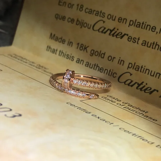 Cartier Juste un Clou Pavé diamante anel de dupla banda 7