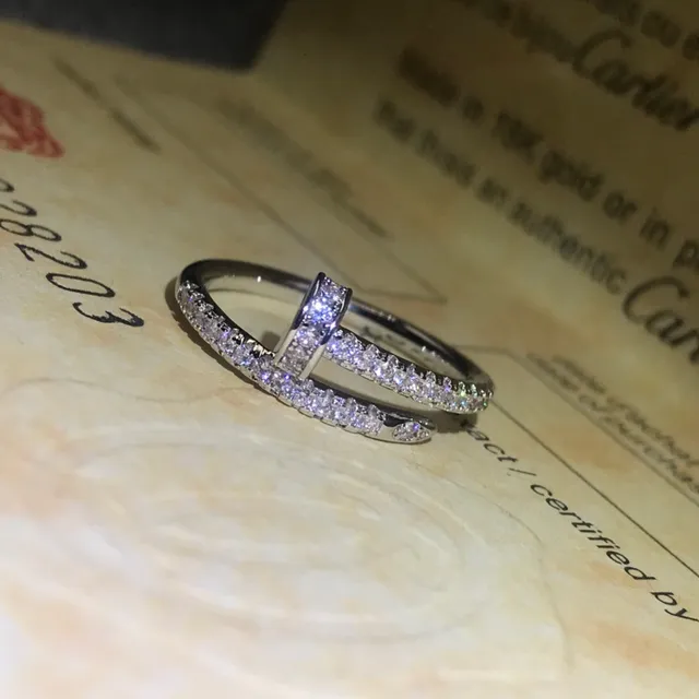 Cartier Juste un Clou Pavé diamante anel de dupla banda 8