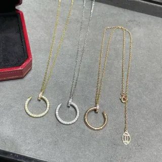 Cartier Juste un Clou Pavé Open-Circle Nail Pendant Necklaces