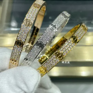 Cartier Love Bracelet Pavé स्क्रू मोटिफ कठोर बैंगल ब्रेसलेट्स