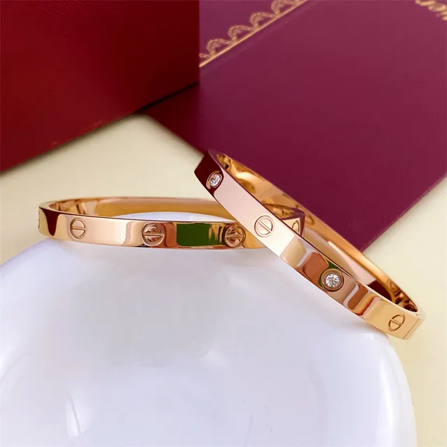 Cartier Love Bracelet فضي ذهبي ذهب وردي لون صلب مجموعة البراغي سوار 3