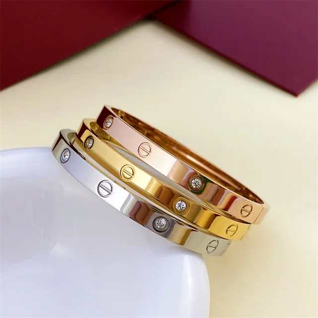 Cartier Love Bracelet فضي ذهبي ذهب وردي لون صلب مجموعة البراغي سوار 4