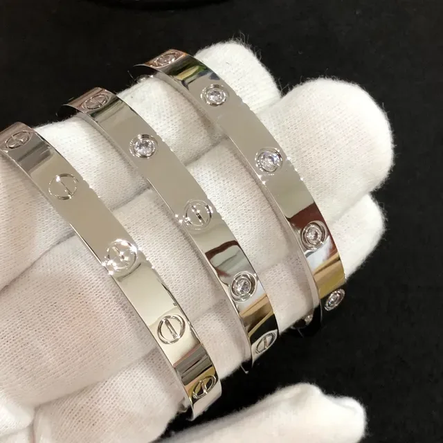 Bracelet Cartier Love Bande Large Motif Vis Or Argent 2