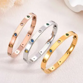 Cartier Love Multistone Screw-Motif Bangle Bracelet