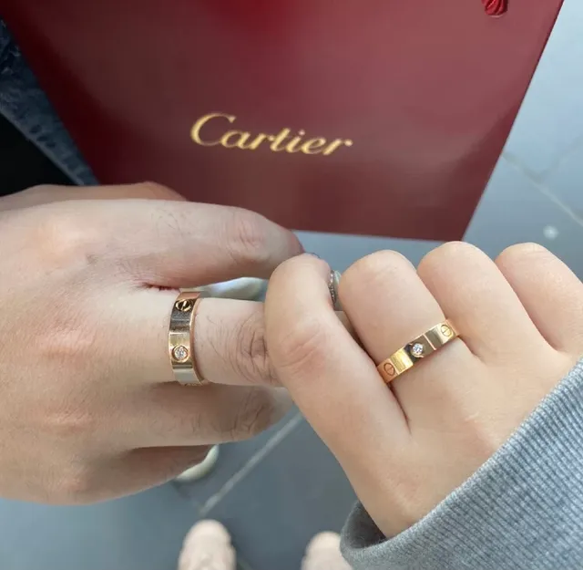 Cartier Love Ring Polished Metal Single-Stone Stackable Rings 2