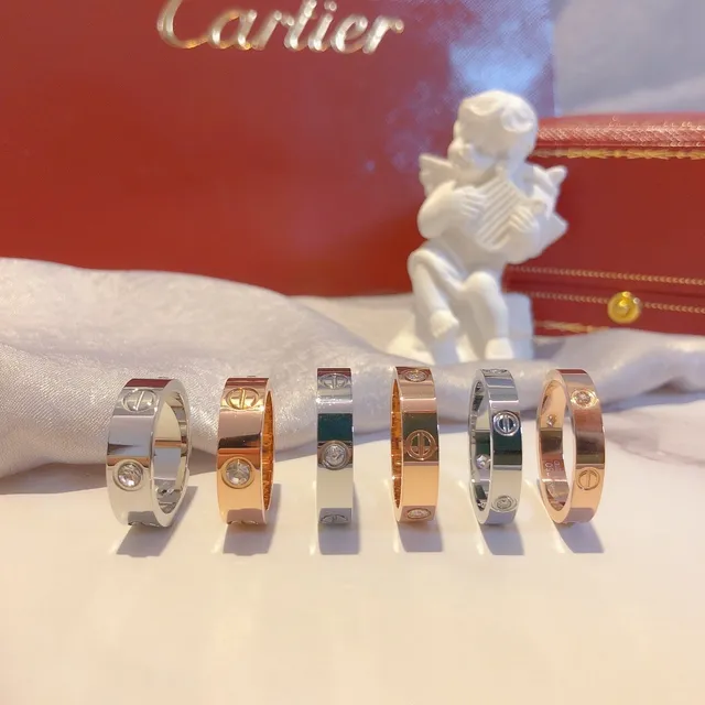 Cartier Love Ring Polished Metal Single-Stone Stackable Rings 6