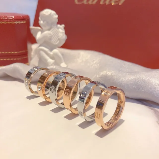Cartier Love Ring Polished Metal Single-Stone Stackable Rings 7