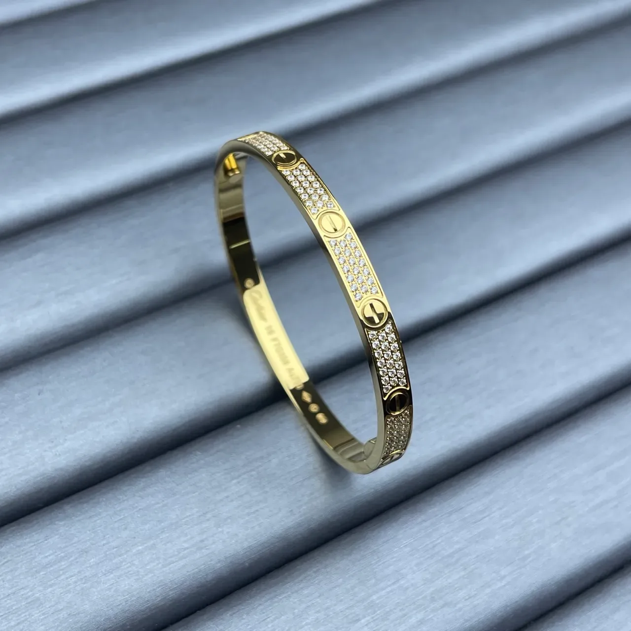 Cartier Love Bracelet Argent Or Hingé Pierres Pavé-Set 5