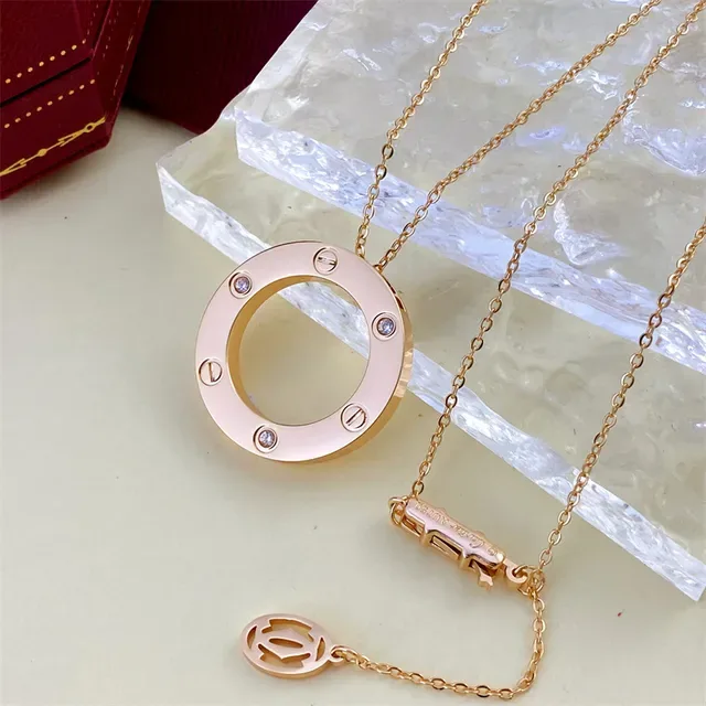 Cartier Love Silver Transparent Screw-Set Open-Circle Pendant Necklace 2
