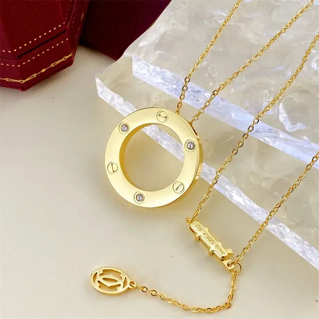 Cartier Love Silver Transparent Screw-Set Open-Circle Pendant Necklace 3