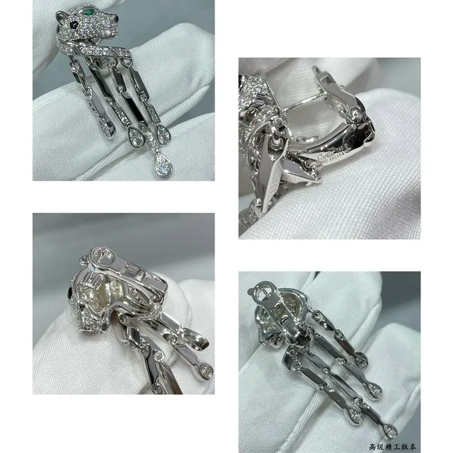 Cartier Panthère de Cartier tête de panthère diamant pavé œil d'émeraude onyx goutte boucle d'oreille 2