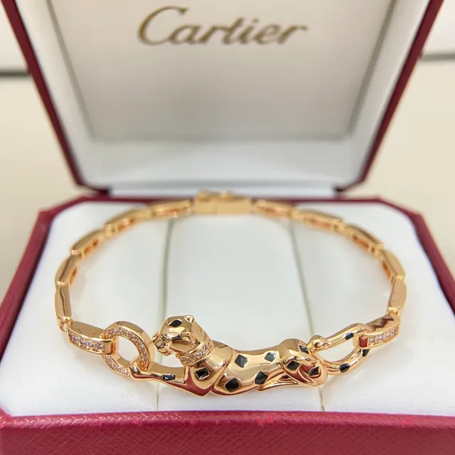 Cartier Panthère Gold Black Panther Motif Enamel Spots Bracelet 6
