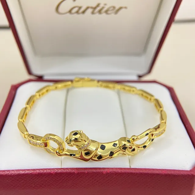 Cartier Panthère Gold Black Panther Motif Enamel Spots Bracelet 8