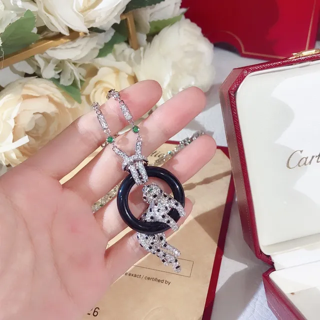 Cartier Panthère panthère motif Pavé diamant onyx collier 4
