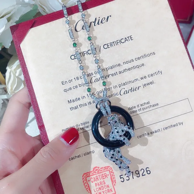 Cartier Panthère panthère motif Pavé diamant onyx collier 5