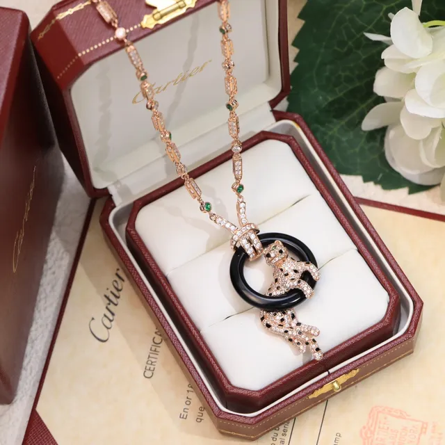Cartier Panthère panthère motif Pavé diamant onyx collier 7