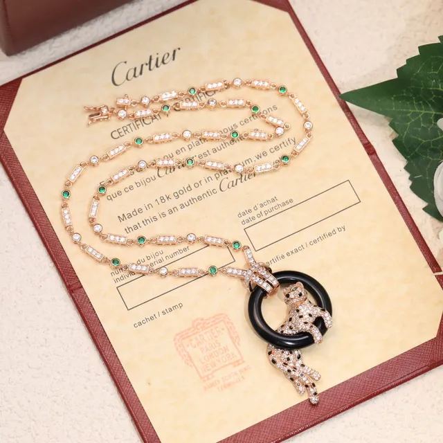 Cartier Panthère panthère motif Pavé diamant onyx collier 8