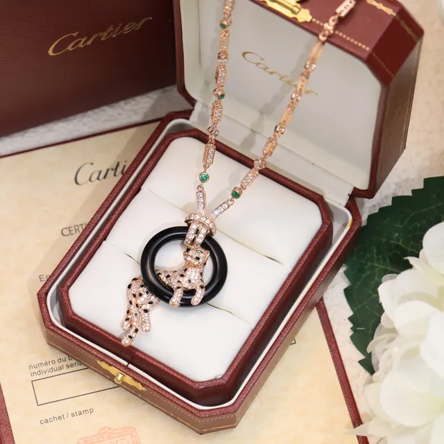 Cartier Panthère panthère motif Pavé diamant onyx collier 9