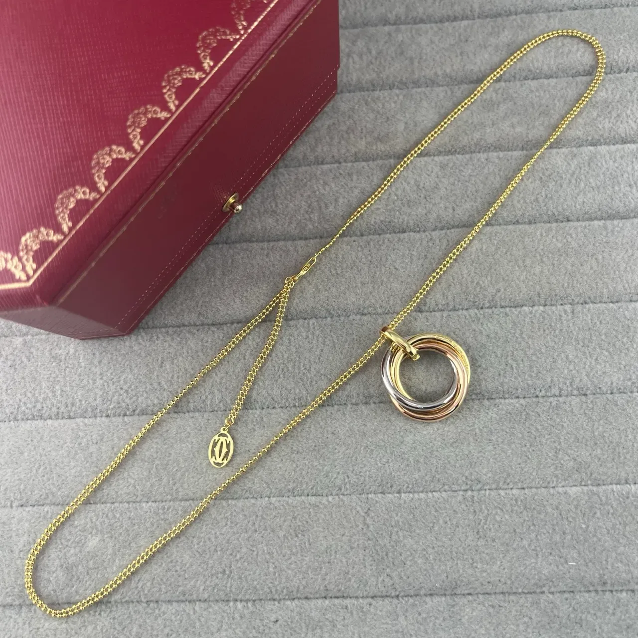 Cartier Trinity Tricolor Gold Interlocking Rings Necklace 3