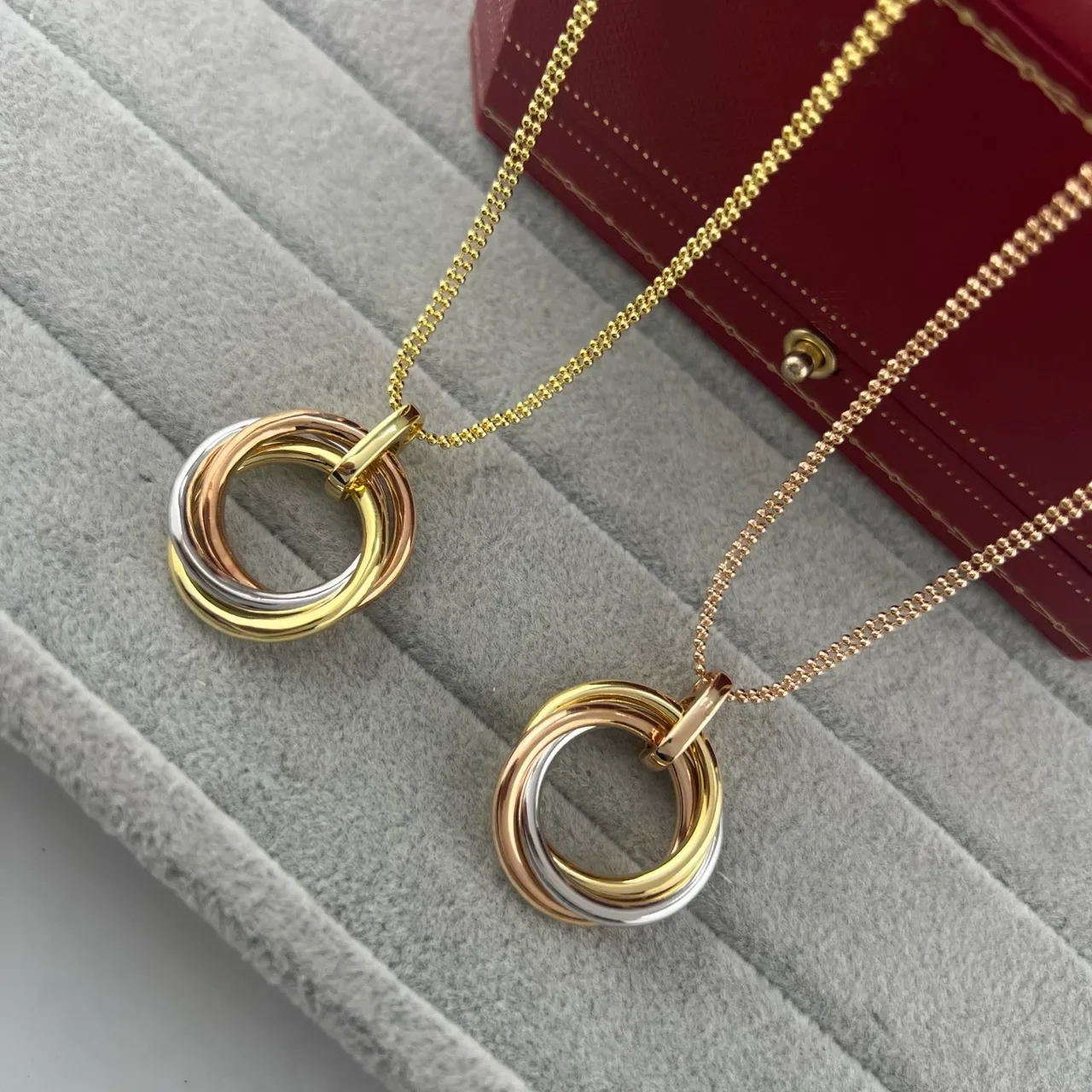 Cartier Trinity Tricolor Gold Interlocking Rings Necklace 6