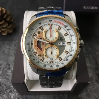 Casio Edifice Plata Oro Cronógrafo Bisel Taquímetro Reloj
