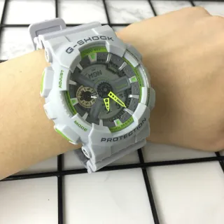 Casio G-Shock GA-100 Light Gray and Lime Green Sports Watch