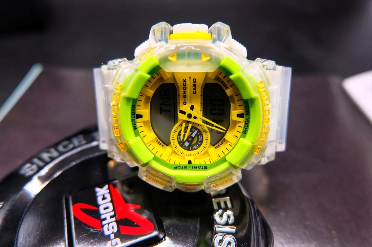Casio G-Shock GA-100 Translucent Clear Lime Green Yellow Sports Watch 2