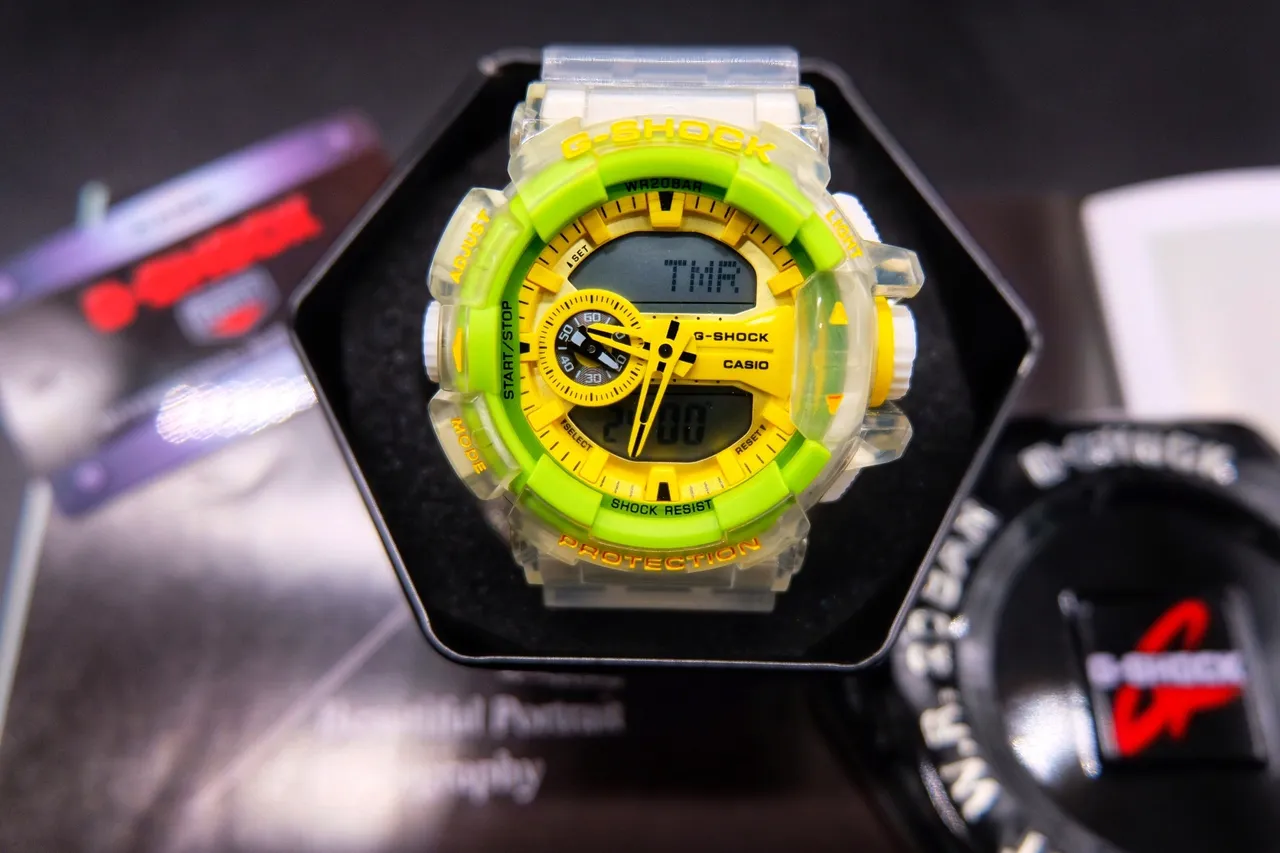 Casio G-Shock GA-100 Translucent Clear Lime Green Yellow Sports Watch 4