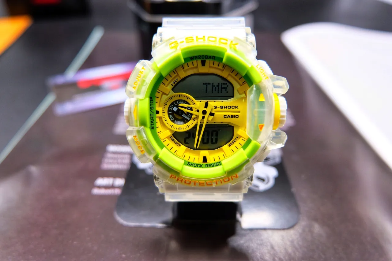 Casio G-Shock GA-100 Translucent Clear Lime Green Yellow Sports Watch 5