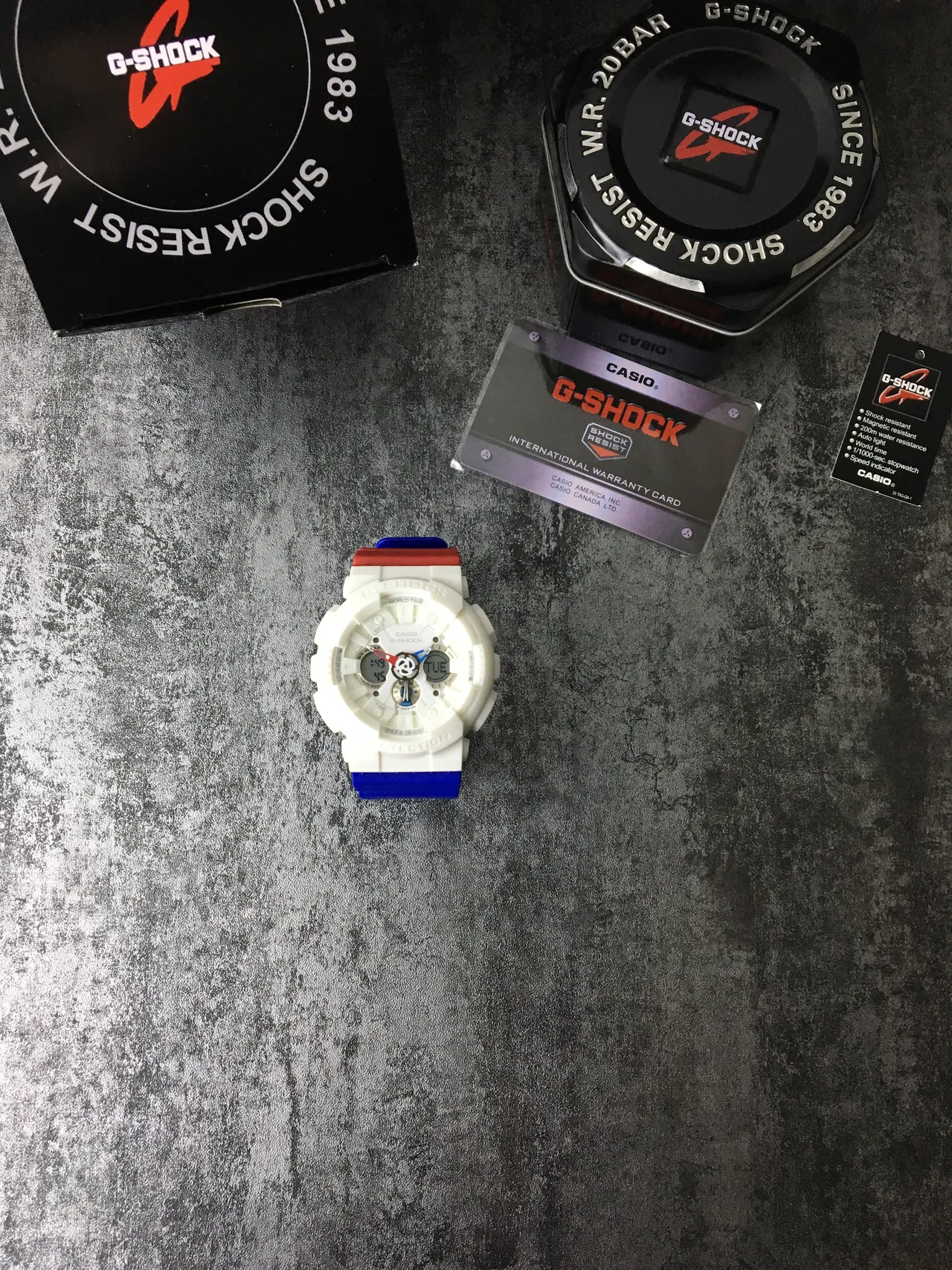 Casio G-Shock GA-100 White Red Blue Sports Watch 2